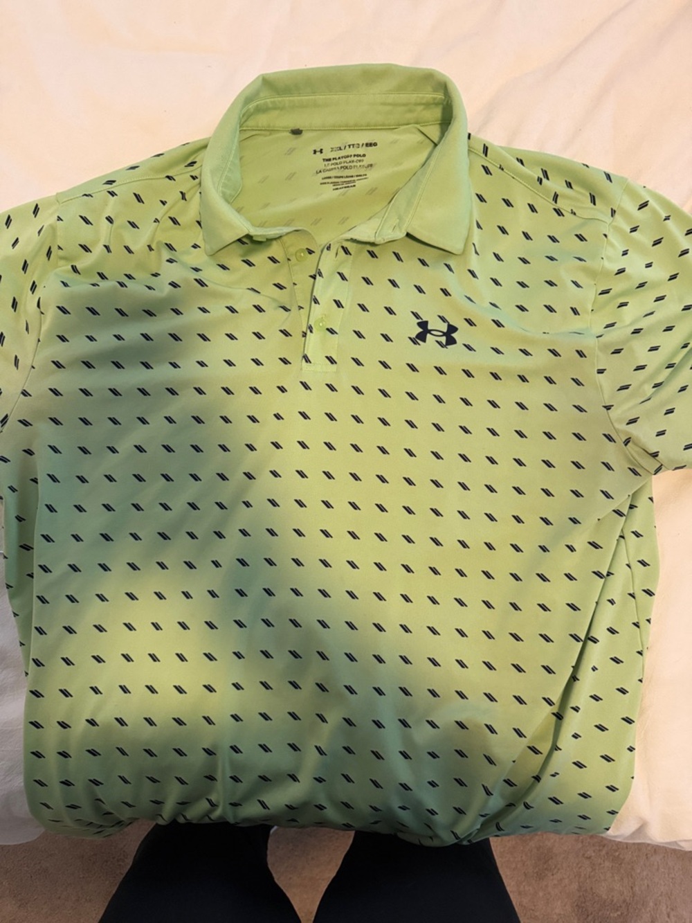 Under Armour Men’s Lime Green Polo with Navy Micro Print